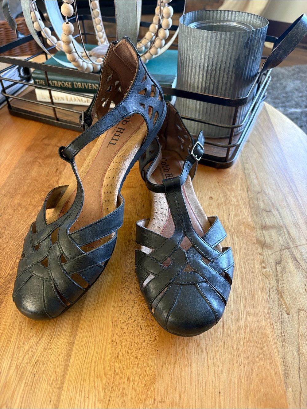 Cobb Hill by New Balance Black Strappy T‑Bar Heels